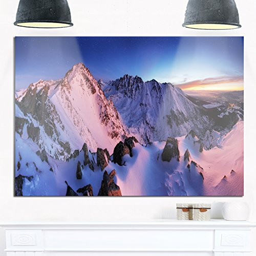 Designart MT11157-20-12 Slovakia Tatras Winter Mountains Landscape Metal Wall Art -20x12,Blue/White,20x12