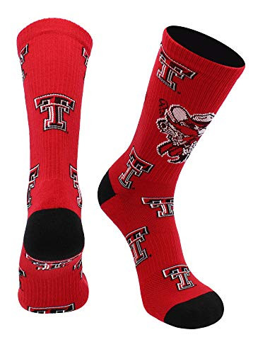 TCK Texas Tech Red Raiders Socks Mayhem Crew Socks Scarlet-Black  Large