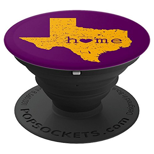 Texas State Home Heart White Distressed TX Map Purple Gold PopSockets Grip and Stand for Phones and Tablets