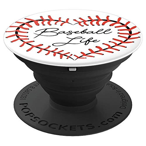 Baseball Life Stitches Heart Love Player Home Plate Dirt PopSockets Grip and Stand for Phones and Tablets