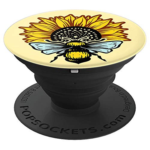 Sunflower with Bee PopSockets Grip and Stand for Phones and Tablets