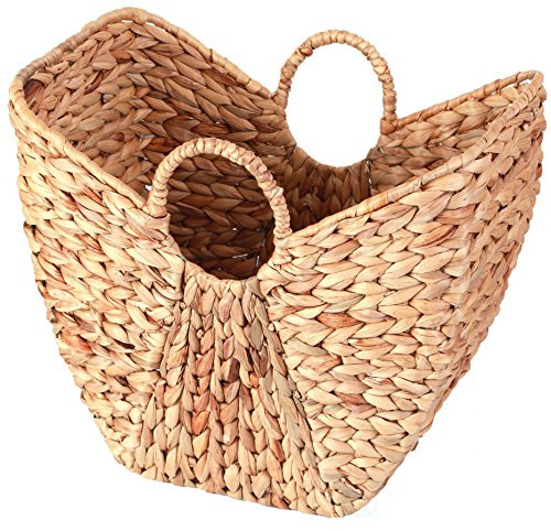 Vintiquewise QI003361.L Large Wicker Laundry Basket with Round Handles