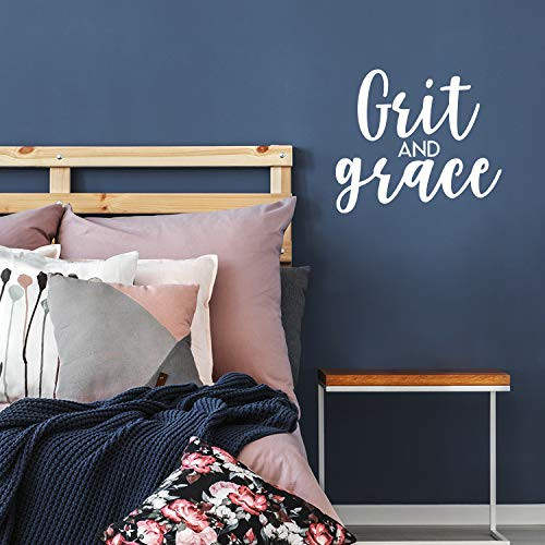 Vinyl Wall Art Decal - Grit and Grace - 19 x 22 - Trendy Chic Inspirational Cute Quote Sticker for Women Home Bedroom Closet Girls Room Living Room Office Feminine Decor White Vinyl Wall Art Decal - Grit and Grace - 19 x 22 - Trendy Chic Inspirational Cute Quote Sticker for Women Home Bedroom Closet Girls Room Living Room Office Feminine Decor White