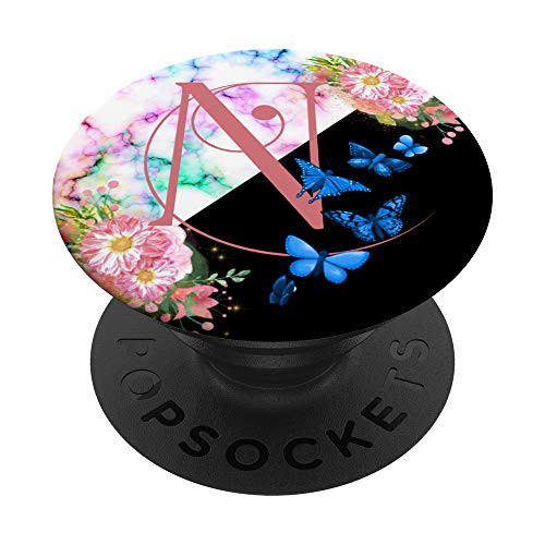 Pink Letter N Initial Butterfly Monogram PopSockets PopGrip  Swappable Grip for Phones   Tablets