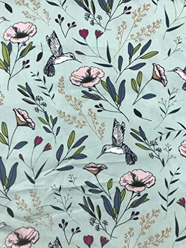 Magic Fauna Mirage Mint Hummingbirds - Mystical Land - Art Gallery Premium 100  Cotton Fabric