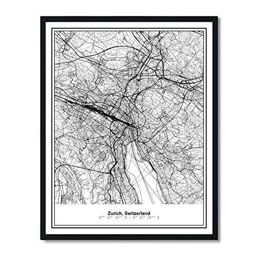Susie Arts 8X10 Unframed Zurich Switzerland Metropolitan City View Abstract Street Map Art Print Poster Wall Decor V341 Susie Arts 8X10 Unframed Zurich Switzerland Metropolitan City View Abstract Street Map Art Print Poster Wall Decor V341