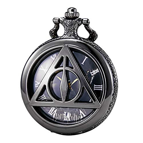 Morfong Vintage Black Antique Case Pocket Watch Fob Watches for Men Women with Necklace   Chain   Box