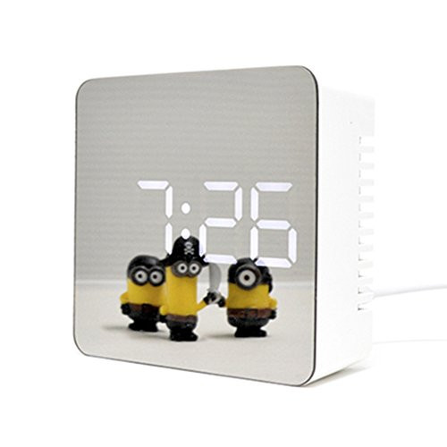 Mooas Mini LED Mirror Clock Standing Mode Alarm Digital Clock Simple Home Decor