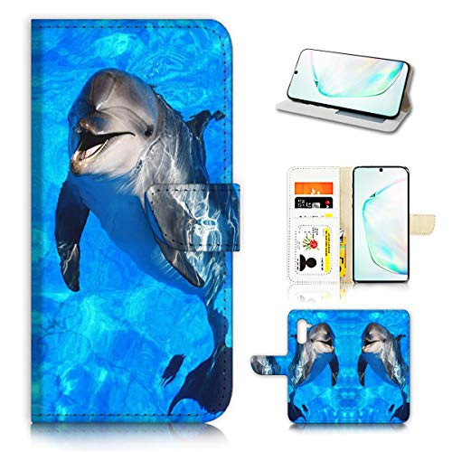 for Samsung Note 10  Galaxy Note 10  Designed Flip Wallet Phone Case Cover  A21798 Dolphin Blue Sea 21798