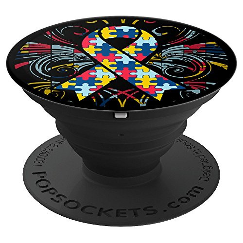 Autism Awareness Ribbon Pop Out Mount PopSockets Grip and Stand for Phones and Tablets