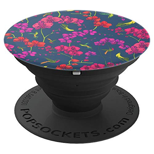 Elegant Flower and Bird Pattern Classic Floral Hummingbird PopSockets Grip and Stand for Phones and Tablets