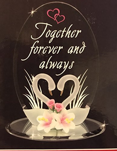 Glass Baron " Forever and Always " Swans Pink Porcelain Flowers