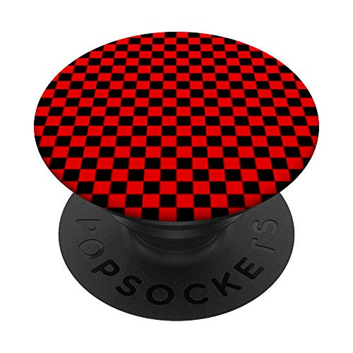 Red checkered -checker board red and black PopSockets Grip and Stand for Phones and Tablets