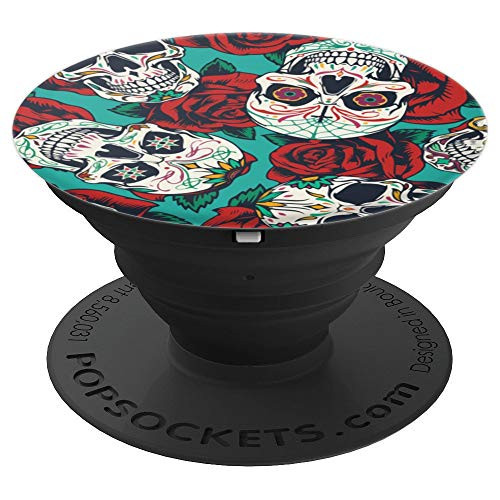 Halloween Day Of Dead Sugar Skull Floral Flower PopSockets Grip and Stand for Phones and Tablets