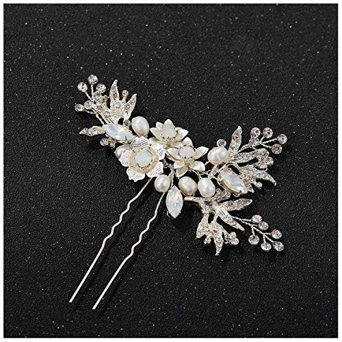 SWEETV Crystal Wedding Hair Pin Handmsde Wedding Hair Accessories Hair Pieces for Brides Silver SWEETV Crystal Wedding Hair Pin Handmsde Wedding Hair Accessories Hair Pieces for Brides Silver