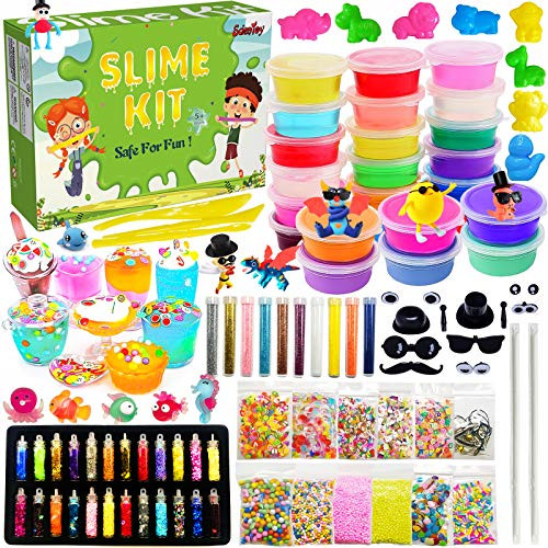 Scientoy Slime Kit  110 Pcs Slime Kit for Girls Boys and Kids with Air Dry Clay and Crystal Slime  DIY Slime Making Kit Arts Crafts Toys with Supplies  Birthday for Toddlers Age 5