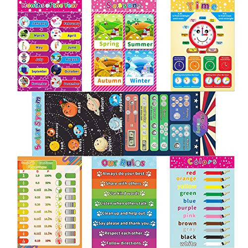 8 Pieces Educational Preschool Posters Learning Poster for Toddler Kid Kindergarten Classroom Learning Decoration  Large 16 x 11 Inch Nursery Homeschool Playroom Teaching Poster