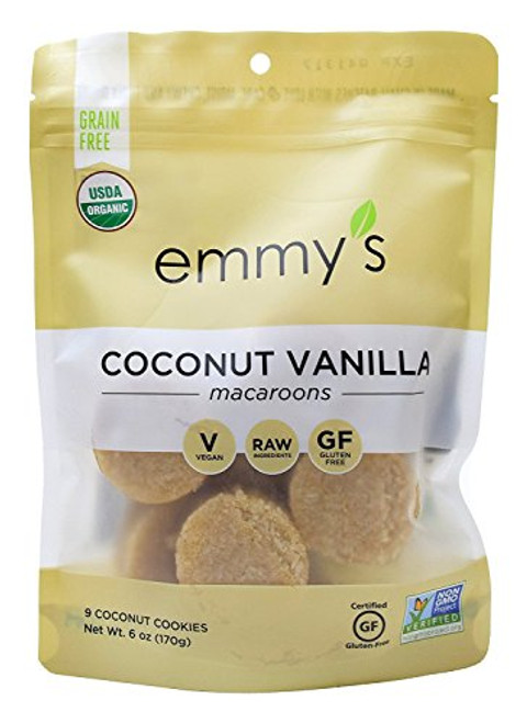 Emmy s Organics Coconut Cookies Vanilla Bean 6 oz Pack of 2 Gluten-Free Organic Cookies Vegan Paleo-Friendly Emmy s Organics Coconut Cookies Vanilla Bean 6 oz Pack of 2 Gluten-Free Organic Cookies Vegan Paleo-Friendly