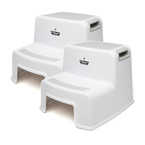 2 Pack Dual Height Toddler Step Stool, Potty Training Toilet Stools for Kids in Bathroom, Kitchen, Two-Step Design, Bathroom Stool for Potty Training, Soft Grip Double Step Stool, Kids Sink Step Stool