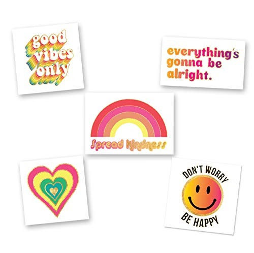 FEEL GOOD VARIETY SET of 25 assorted premium waterproof metallic temporary metallic Flash Tattoos - Party Favor  temporary tat  rainbow tattoo  kids tattoo  positive vibes