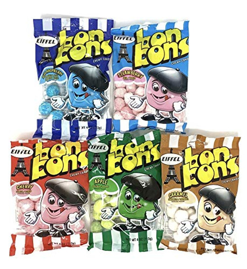Eiffel Bon Bons Chewy Candy Variety Pack of 5 flavors 1 of each total of 5 Eiffel Bon Bons Chewy Candy Variety Pack of 5 flavors 1 of each total of 5