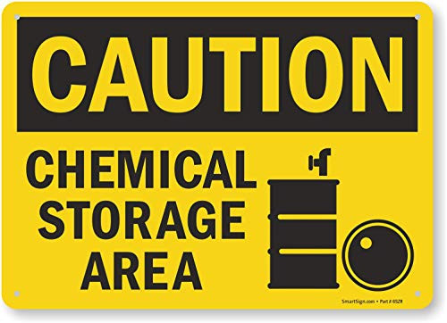SmartSign Caution - Chemical Storage Area Sign   10  x 14  Aluminum