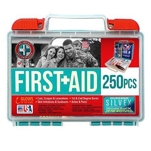 Be Smart Get Prepared 250 Piece Glow in The Dark First Aid Kit  Teal  1-7 Pound