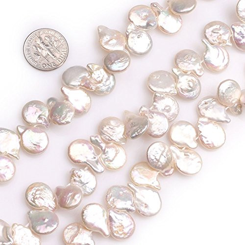 GEM-Inside White Pearls Gemstone Loose Top Drilled Coin Beads Natural 15x12mm Energy Stone Power for Jewelry Making 15 GEM-Inside White Pearls Gemstone Loose Top Drilled Coin Beads Natural 15x12mm Energy Stone Power for Jewelry Making 15