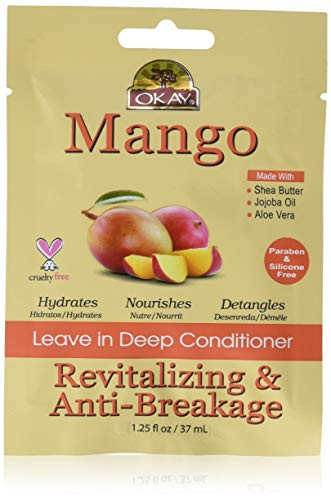 OKAY Mango Revitalizing Anti Breakage Leave In Conditioner Packet  Helps Revitalize  Repair  And Restore Moisture to Hair   Sulfate  Silicone  Paraben Free For All Hair Types and Textures   Made in US