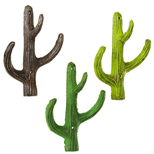 Set of 3 Assorted Midwest CBK Cast Iron Cactus Wall Hooks