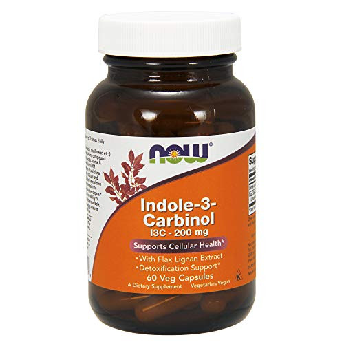 NOW Supplements  Indole-3-Carbinol 200 mg with Flax Lignan Extract  60 Veg Capsules