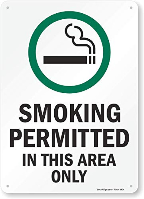 SmartSign Smoking Permitted in This Area Only  Sign   10  x 14  Plastic