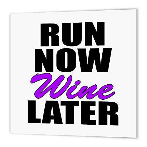 3dRose ht1932323 Run Now Wine Later- Purple- Runners- Wine Lovers-Iron on Heat Transfer Paper for White Material  10 by 10-Inch