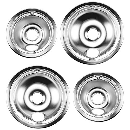 Cenipar WB31T10010 burner drip pan 6 Inch 2 Pack WB31T10011 burner drip pan 8 Inch 2 Pack chrome in color for Electric Surface Burner Cenipar WB31T10010 burner drip pan 6 Inch 2 Pack WB31T10011 burner drip pan 8 Inch 2 Pack chrome in color for Electric Surface Burner