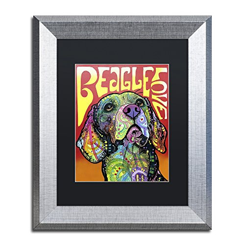Trademark Fine Art Beagle Love by Dean Russo, Black Matte, Silver Frame 11x14-Inch