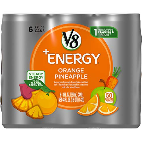 V8 Energy Healthy Energy Drink Natural Energy from Tea Orange Pineapple 8 Oz Can 4 Packs of 6 Total of 24 V8 Energy Healthy Energy Drink Natural Energy from Tea Orange Pineapple 8 Oz Can 4 Packs of 6 Total of 24
