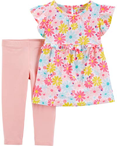 Carter s Baby Girl s 2-Piece Top and Capri Leggings Turquoise-Pink  9 Months