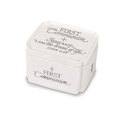 Lighthouse Christian Products First Communion Bread of Life 3-25 x 2 Cast Stone Keepsake Box