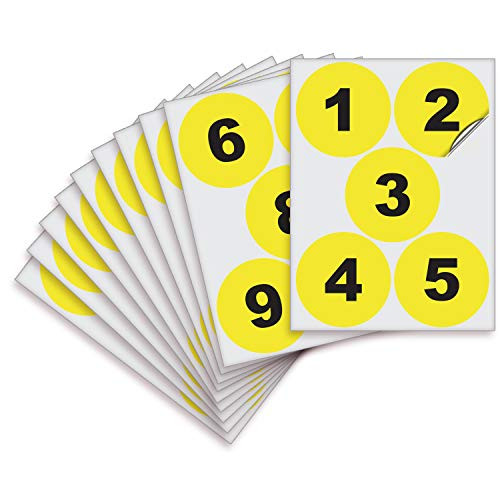 Yellow Vinyl Consecutive Number Stickers - 1 to 50  4 inch Self-Adhesive - Premium Decal for Indoor   Outdoor  Ideal for Inventory  Storage  Organizing  Great on Boxes  Bins  Toolbox  Lockers   More