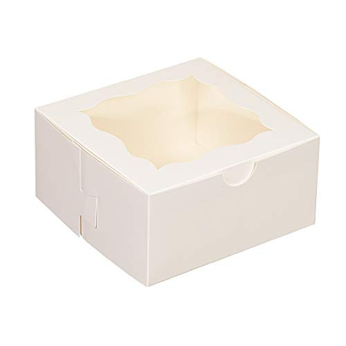 White Bakery Boxes with Window 30 Pack  6x6x3 Inch for Pastries  Mini Cake  Cookies  Pie  Cupcakes  Dessert