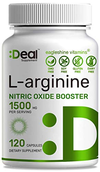 Extra Strength L-Arginine 1500 mg  120 Capsules  3-1 Arginine Complex L-Arginine and L-Citrulline with AAKG  Nitric Oxide Booster Supplement