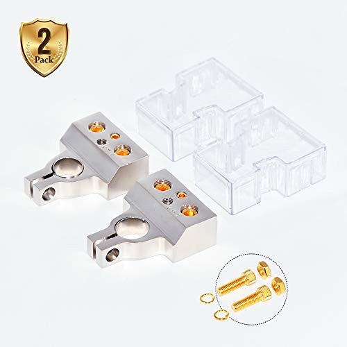 Car Battery Terminal Clamp 0-4-8-10 Gauge Heavy Duty AMP Car Battery Terminals Connectors  Positive Negative and Shims for Car Auto Caravan Marine Boat Motorhome --