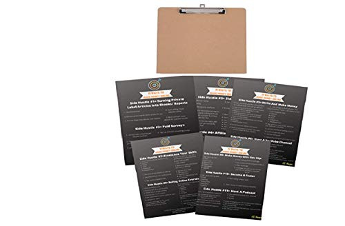 Wooden Clipboard Document Holder with Passive Income Strategies Cheat Sheet- Kit Includes A Clipboard You Can Write On and A Set of Cheat Sheets with Passive Income Business Ideas-