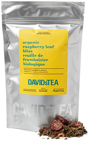DAVIDsTEA Organic Raspberry Leaf Bliss Loose Leaf Tea  Premium Herbal Tea with Raspberry Leaf and Cranberries  2-5 oz