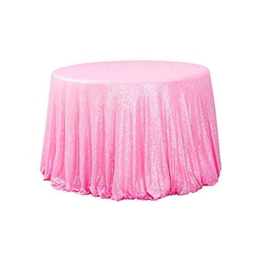 Diameter 48'' Round Blush Pink Sequin Tablecloths, Blush Pink Sequin Round Table Cloths, Blush Pink Sequin Table linens for Wedding