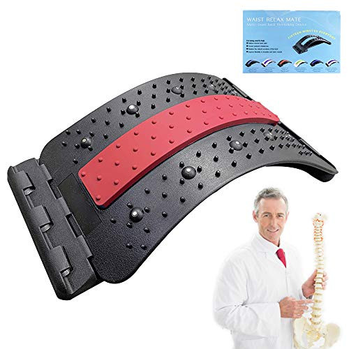 Back Stretcher Device - Magic Lumbar Support Device  Back Cracker Device  Lower and Upper Back Pain Relief -3 Adjustable Settings for Back Pain  Herniated Disc  Sciatica  Scoliosis- Red