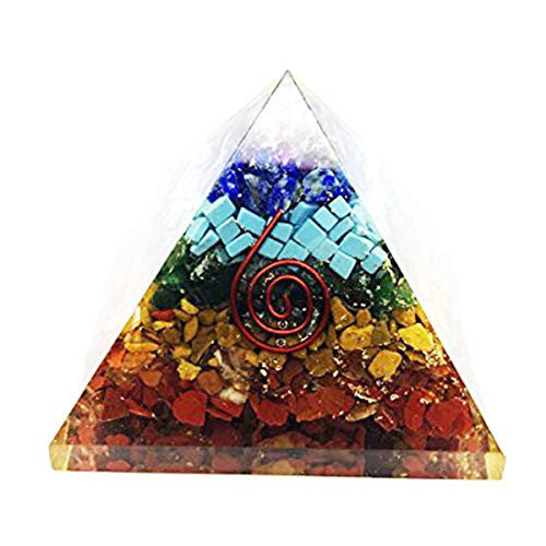 Crocon seven chakra gemstone orgone pyramid feng shui chakra balancing crystal energy generator reiki healing spiritual good luck money meditation home office decor size 2-5-3 Inch Crocon seven chakra gemstone orgone pyramid feng shui chakra balancing crystal energy generator reiki healing spiritual good luck money meditation home office decor size 2-5-3 Inch