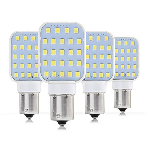 4 Pack Leisure LED RV Interior LED Light Rotating Bulb Super Bright 312 Lumen 1141 1156 BA15S 24-SMD Camper Trailer Lamp Bulb 10-30V Cool White 4-Pack