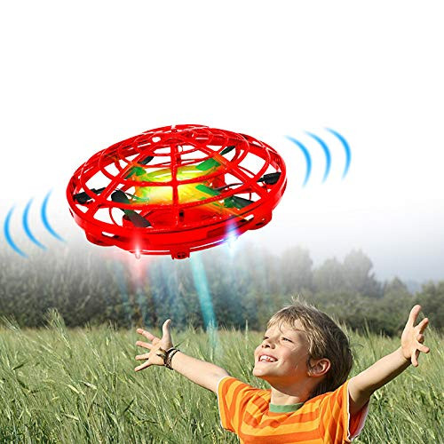 Hand Drones  Hand Controlled Drones  Boy Toys Kids Hand Operated Flying Ball Drone - Hands Free Mini Flying Ball Helicopter with 2 Speeds   5 Sensors   4 Infrared Lights for Boys  Girls  Kids Red