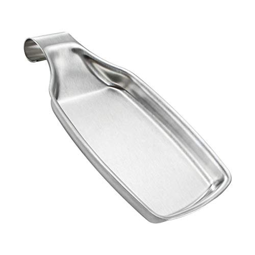 Hmtoperyd Spoon Rest for Kitchen  Large Spatula Ladle Holder Stainless Steel 304 Spoon Rest Holder Brush and Other Cooking Utensil Rest for Stove